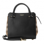 Burberry Patikrintas Drobės Odinis Rankinis Krep&scaron;ys Juodas Vir&scaron;utinė Rankena Per Petį Rankinė 80840241 Basic Set (Bag+Dust Bag)