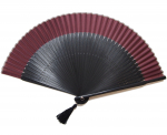 Rankų darbo gerbėjo trumpas &scaron;ilkinis 42 &scaron;onkauliukų vyno 126031 meistras, unisex, ilgis, vėduoklė, juodai dažytas rėmas, 22cm, (su kutu), spalva, vynas