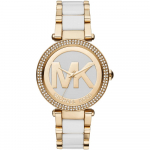 Michael Kors MK6313 Parker Baltas ciferblatas Moteri&scaron;kas laikrodis 39mm auksas