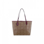 Coach City 33 Klasikinis monogramos pirkinių krep&scaron;ys Moteri&scaron;kas pirkinių krep&scaron;ys Chaki spalvos Gilaus uogų raudonumo 5696-IMRSF Basic Set (Bag+Dust Bag) gray