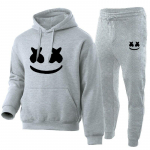 Marshmello &Scaron;ypsenos Veidas Gobtuvukas Sportinės Kelnės Rinkinys Unisex Laisvas Kasdienis Žieminis Sportinis Kostiumas XXXL white