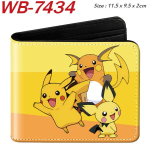 Pokemon Anime sulankstoma odinė piniginė trumpa animacinė žaidimo kortelių laikiklis monetų piniginė vyrams moterims daug kortelių ruda 11.5&times;9.5&times;2cm yellow