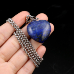 1vnt Natūralaus akmens karoliai pakabukas &scaron;irdies formos kri&scaron;tolo ametisto agatas opalas nerūdijančio plieno grandinėlės karoliai moterims papuo&scaron;alai 30x30x10 mm 1Pcs/Lapis lazuli