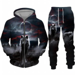 Spalvingas Wolf 3D Print Sportinis kostiumas Hip Hop Streetwear Užtrauktuku gobtuvai Kostiumas Vyrams Moterims Vaiki&scaron;kas laisvalaikio džemperis su gobtuvu, bėgiojimo kelnių rinkinys XL