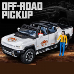 1:24 Hummer EV Pikapas Lydinio Naujos Energijos Automobilio Modelis Lieto Metalo Visureigis Automobilio Modelis Simuliacija Garsas ir &Scaron;viesa Vaikų Dovana Kabrioletas Pikapas Convertible balta