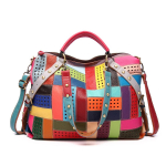 Rankomis siūta geometrinio ra&scaron;to petinė rankinė moterims, viena peties, spalvų kontrastas, laisvalaikio crossbody rankinė