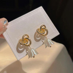 Sterlingo sidabro pakalnučių auskarai - Eleganti&scaron;ki, madingi, prie visko derantys, mi&scaron;ko įkvėpti vasaros auskarai moterims Wrap Lily of the Valley Stud Earrings žalia