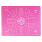 Nelipnus silikoninis kepimo kilimėlis konditerijos gaminiams, te&scaron;lai kočioti ir minkyti &ndash; idealiai tinka sausainiams ir pyragams &ndash; virtuvės įrankis su svarstyklėmis &scaron;ventiniam kepimui 29*26cm rožinė