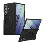 Skirta Samsung Galaxy Z Fold 7 6 5 4 3 5G 360&deg; magnetinis laikiklis telefono dėklas su ekrano stiklo plėvele S Pen lizdu vyriui smūgiams atsparus dangtelis For Galaxy Z Fold 7 juoda