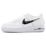 Nike Air Force 1 Low 'Doodle Swoosh - White Black' GS DM3177-100 36.5