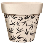 Les Tr&eacute;sors De Lily [A2167] - Cache-pot bambou 'Oliviers' noir beige - 22x21 cm
