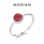 Modian originalus 925 sterlingų sidabrinis apvalus rodochrozito eleganti&scaron;kas pir&scaron;tų žiedas, platina padengtas prekės ženklo vestuviniai papuo&scaron;alai moterims, dovana 5 sidabras