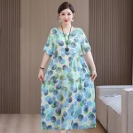 Didelio dydžio gėlėtos suknelės moterims Oversize laisvos trumpomis rankovėmis vasarinė ilga suknelė Vidutinio amžiaus moterų vasariniai sarafanai 6XL