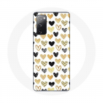 Coque pour Samsung Galaxy S20 FE Fond de texture abstraite coeurs noir jaune et gris