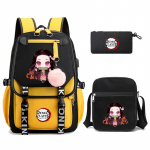 3 vnt/komplektas Demon Slayer Kamado Nezuko kuprinės mergaitėms Anime mokyklinė krep&scaron;ys paauglių studentų drobė ne&scaron;iojamojo kompiuterio nugaros kuprinė moteri&scaron;ka kuprinė
