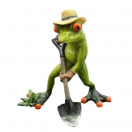 Sodininkystė Varlė figūrėlė Laikymas Kastuvas Žalia varlė Derva Statula Ūkininkas Gyvūnų Skulptūra Namų biuras Darbastalio apdaila Vidaus lauko sodo ornamentas žalia