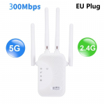 1200Mbps WiFi kartotuvas Dviejų juostų belaidis stiprintuvas 2,4G 5GHz tinklo ilgo nuotolio signalo stiprintuvas, skirtas namų biuro Wi-Fi kartotuvui EU Plug-300mbps