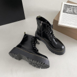 Retro black heightened thick heel thick-soled Martin boots women's 2025 new spring and autumn thin British style short boots 35 juoda