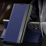 Prabangus odinis atverčiamas dėklas Samsung Galaxy S25 S24 S23 S22 S21 S20 Ultra Plus S23 S21 S24 FE Note 20 Ultra stovas-dėklas Samsung S23 tamsiai mėlyna spalva