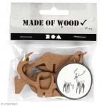Figurines 3D en bois &agrave; monter et d&eacute;corer - Cerf et biche - 5 et 12,5 cm - 2 pcs