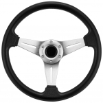 14 colių 350 mm lenktyninis žemos formos vairas, automatinis universalus odos efekto rankenos lenktyninis žaidimas, automatinis vairas sidabras