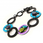 NOA [H8850] - Bracelet Cr&eacute;ateur 'M&eacute;lusine' turquoise violet turkis