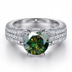 BagueRingen 2ct moissanite žiedai originalūs sidabriniai 925 juvelyriniai vestuviniai žiedai moteri&scaron;ki papuo&scaron;alai dovanos dydis 5-10 6 tamsiai žalia spalva