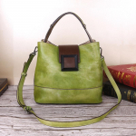 Natūralios odos moteri&scaron;kas &bdquo;Crossbody&ldquo; krep&scaron;ys Vintažinio dizaino moteri&scaron;kos rankinės Madingi krep&scaron;iai ant pečių 25*13*22cm žalia