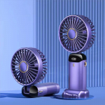 Ne&scaron;iojamas ventiliatorius su Smart LED skaitmeniniu ekranu 5 greičių reguliuojamas USB įkraunamas mini rankinis kaklo ventiliatorius violetinė