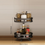 1 rinkinys 360 laipsnių besisukantis prieskonių laikiklis, daugiasluoksnis nerūdijančio plieno guolių patefonas, skirtas virtuvei, vonios kambariui, balkonui, tualetiniam stalui 1pc 2 tier