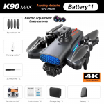 Naujas K90 Max Professional Drone 4K HD ESC 3 kamera be &scaron;epetėlių variklis GPS 5G WIFI 360 kliūčių i&scaron;vengimo sulankstoma oro fotografija keturkopterio žaislo dovana GPS-1 Battery juoda