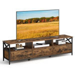 VASAGLE TV staliukas televizoriui iki 80 colių, TV stovas, 178 x 40 x 50 cm, Plieno rėmas, Rusti&scaron;kai rudas ir juodas
