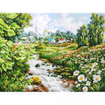 Deimantinis siuvinėjimas Kra&scaron;tovaizdžio ra&scaron;tas Karoliukai pilnai apvalus deimantinis tapyba Peizažas Kri&scaron;tolinė tapyba 20X30CM