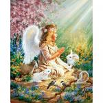 Siuvinėjimo kryželiu rinkinys &bdquo;pasidaryk pats&ldquo; deimantinis siuvinėjimas &bdquo;Little Angel&ldquo; pilnas apvalus deimantinis tapybos mozaikos namų dekoras 20X30CM