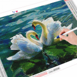 Deimantų tapybos rinkinys Lovers Swans &bdquo;Pasidaryk pats&ldquo; deimantinis siuvinėjimas, gyvūnų nuotraukos i&scaron; kalnų kri&scaron;tolų mozaikos i&scaron;pardavimas amatų rinkinys Full Round (20X30CM)