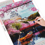 5D siuvinėjimas deimantais Vy&scaron;nių žiedų &scaron;ventykla Rankdarbiai deimantų tapyba peizažo mozaikinės valties rankdarbių dekoras namams Full Round (20X30CM)