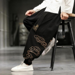 Kinų stiliaus retro palankūs debesys Spausdinti kelnės Vyri&scaron;ki drabužiai Rudens madingi drabužiai Laisvi laisvalaikio kelnės Didelio dydžio haremo kelnės XXXXXL juoda