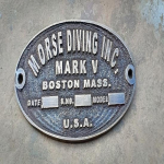 Morse Diving Inc Mark V Nardytojo &Scaron;almo Vardinė Plok&scaron;telė, Ženklelis, Replika, Senovinė Solidus Žalvaris Graži Pavadinimo Plok&scaron;telė