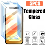 5 vnt. apsauginis stiklas, skirtas iPhone 14 13 12 11 Pro Max Mini ekrano apsaugas, skirtas iPhone 14 8 7 6 6S Plus X XR XS Max SE 2020 Glass Huawei P Smart 2019 gryna