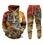 Juoda ir balta The Tiger 3D Printed Vyri&scaron;ki megztiniai, gobtuvai, komplektas Vyri&scaron;kas sportinis kostiumas/liūtas/kelnės Sportinė apranga pavasario ruduo 6XL