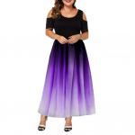 (L-6 XL) Moteri&scaron;ka eleganti&scaron;ka gradiento plius dydžio trumpomis rankovėmis plona maxi suknelė vakarėliui vakarėliui skirta proginė kokteilių suknelė XXL violetinė