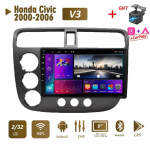 Belaidis automobilinis radijas Carplay skirtas Honda Civic 2000-2006 Android multimedijos vaizdo grotuvas GPS navigacija WIFI 2+32GB 2+32GB
