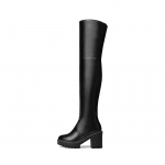 Q/Women's high-heeled boots, autumn and winter new solid color oversized motorcycle boots