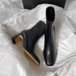 2024 Nauji Vintažiniai Rudos Spalvos Moteri&scaron;ki Auliukiniai Batai Mada Eleganti&scaron;ki Kvadratiniu Priekiu Batai Rudens Žiemos Storu Kulnu Moteri&scaron;ki Trumpiauliai Batai Mujer 35 juoda