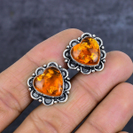 Baltic Amber Gemstone Handmade 925 Sterling Silver Cufflinks i1v95