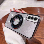 S24ultra Blizgučiais padengtas laikiklis Silikoninis dėklas Samsung Galaxy S24 S25 S22 S23 S20 S21 Fe Ultra Plus Stovo dangtelis Note 10 20 Note 10