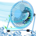 Mini Ventiliatorius - BOOLING - Lengvas Metalas - Tylus - USB-A - Pasukamas 360&deg; mėlyna