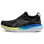 Asics Gel Nimbus 25 4E Pločio juodi &scaron;vytintys geltoni vyri&scaron;ki sportbačiai 1011B618-004 39