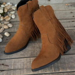 Retro Kutais Zom&scaron;iniai Vestern Kauboji&scaron;ki Batai Moterims 2025 Žiema Seksualūs Smailianosiai Auk&scaron;takulniai Aulinukai Moteri&scaron;ki Dizainerio Trumpieji Botai 43 ruda