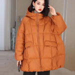 Moteri&scaron;ka balta pūkinė striukė su gobtuvu Rudens žiemos &scaron;iltas negabaritinis apatinis paltas Laisvas, storas parkas, moteri&scaron;ki vir&scaron;utiniai drabužiai One Size juoda